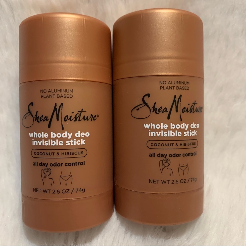 LOT (2) SHEA MOISTURE WHOLE BODY DEODORANT INVISIBLE STICK COCONUT & HIBISCUS